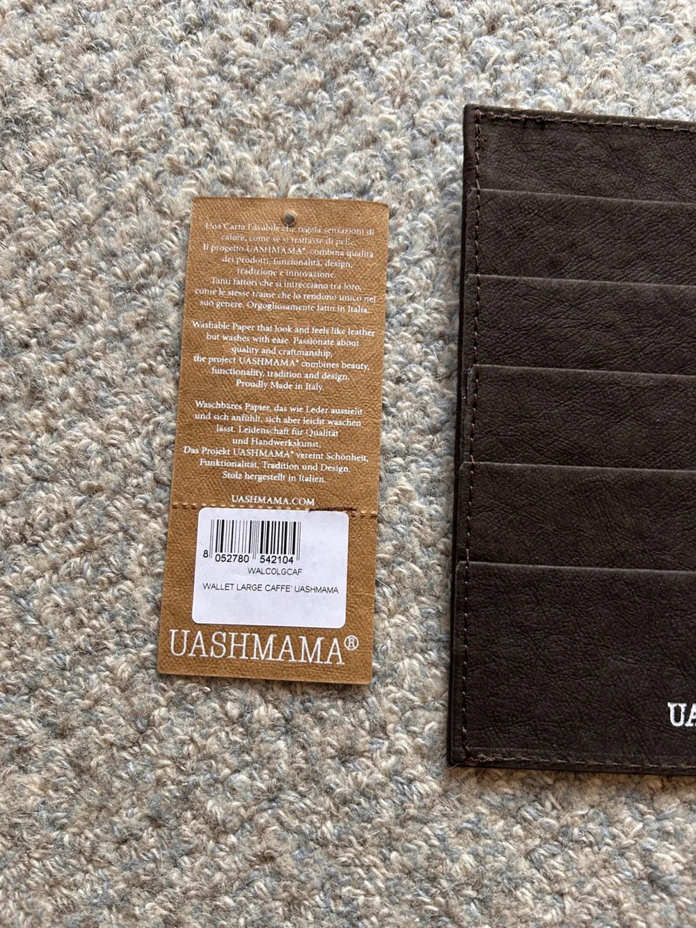 NWT Uashmama Large Wallet - Caffe Brown - Made in Italy